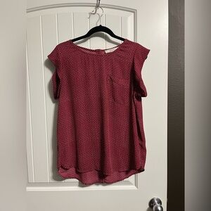 Ann Taylor Loft Top Sz Medium Blouse Button Back Detail Office Wear Career Basic